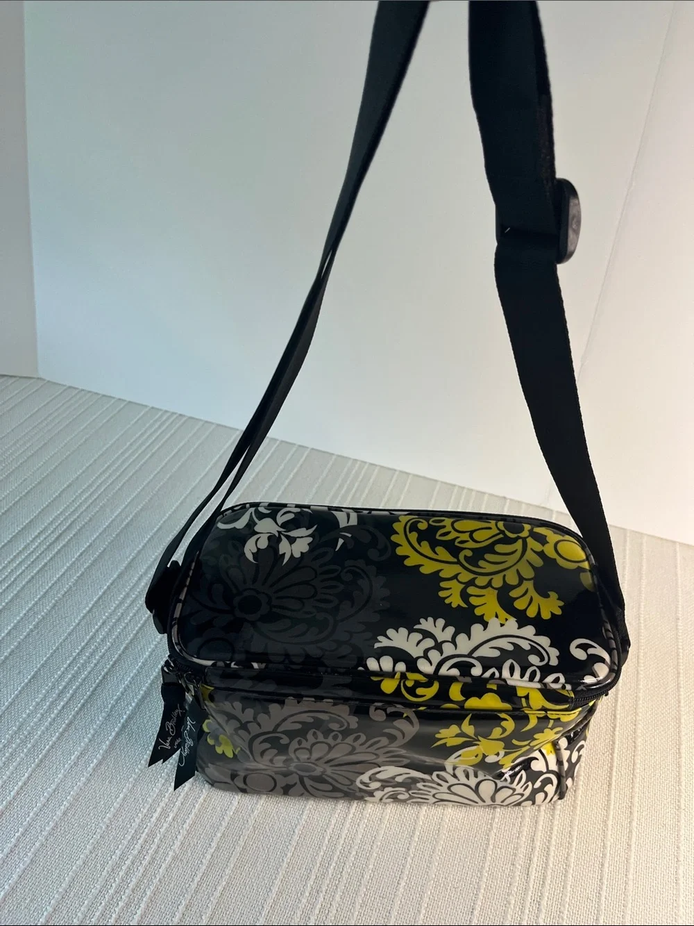 Vera Bradley Black Yellow Floral Shoulder Cosmetic Case